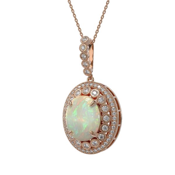 9.38 ctw Certified Opal & Diamond Victorian Necklace 14K Rose Gold - REF-285Y3X