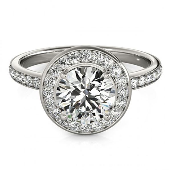1.08 ctw Certified VS/SI Diamond Halo Ring 18k White Gold - REF-150N3F