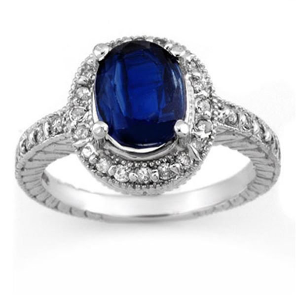 4.40 ctw Kaynite & Diamond Ring 14k White Gold - REF-110W9H