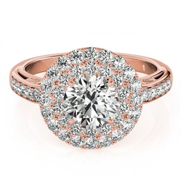 2.25 ctw Certified VS/SI Diamond Halo Ring 18k Rose Gold - REF-361R3K