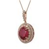 Image 1 : 13.75 ctw Certified Ruby & Diamond Victorian Necklace 14K Rose Gold - REF-278X2A