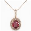 Image 2 : 13.75 ctw Certified Ruby & Diamond Victorian Necklace 14K Rose Gold - REF-278X2A