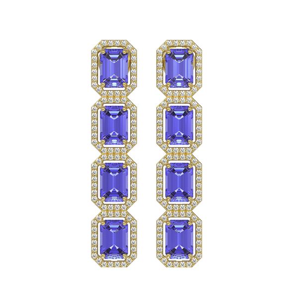 11.93 ctw Tanzanite & Diamond Micro Pave Halo Earrings 10k Yellow Gold - REF-290N2F