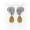 Image 1 : 6.13 ctw Canary Citrine & Diamond Earrings 18K White Gold - REF-152Y2X