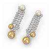 Image 1 : 5.76 ctw Diamond Designer Pearl Earrings 18K White Gold - REF-447M5G