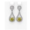 Image 1 : 3.54 ctw Fancy Yellow Diamond Earrings 18K White Gold - REF-603R3K