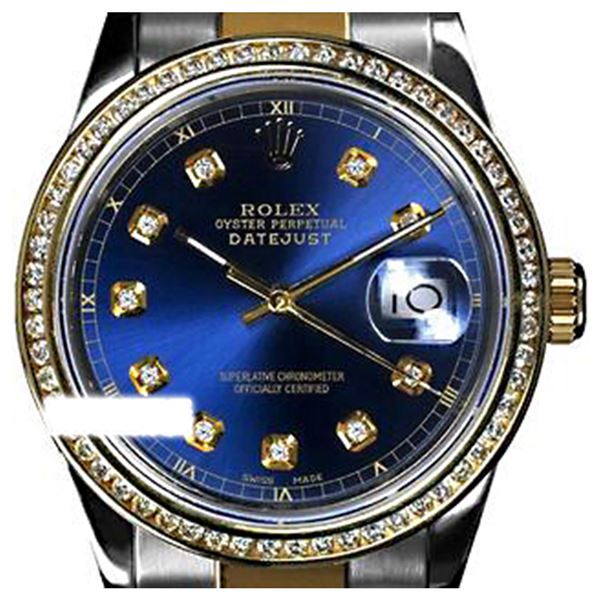 Rolex Ladies Two Tone 14K Gold/SS, Diamond Dial & Diamond Bezel, Sapphire Crystal - REF-446M6F