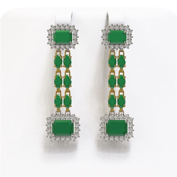 11.98 ctw Emerald & Diamond Earrings 14K Yellow Gold - REF-221M5G