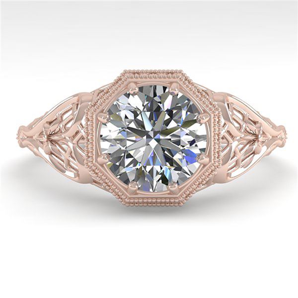 1.50 ctw VS/SI Diamond Engagment Ring Art Deco 18k Rose Gold - REF-547A8N