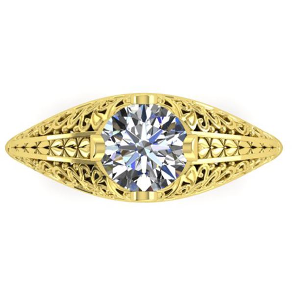 1 ctw Solitaire Certified VS/SI Diamond Ring Art Deco 14k Yellow Gold - REF-294X2A