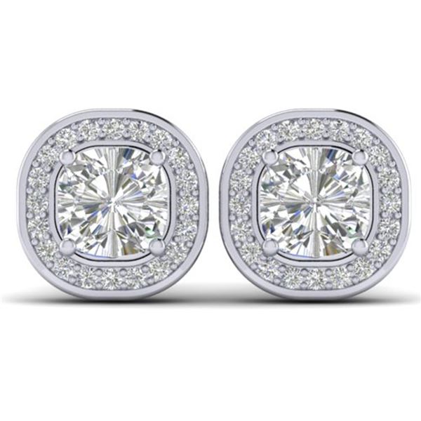 2 ctw Cushion Certified VS/SI Diamond Art Deco Stud Earrings 14k White Gold - REF-341H3R