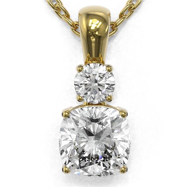 0.9 ctw Cushion Cut Diamond Designer Necklace 18K Yellow Gold - REF-139Y2X