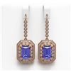 Image 1 : 11.66 ctw Tanzanite & Diamond Victorian Earrings 14K Rose Gold - REF-672H8R