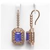 Image 2 : 11.66 ctw Tanzanite & Diamond Victorian Earrings 14K Rose Gold - REF-672H8R