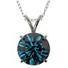 Image 1 : 2 ctw Certified Intense Blue Diamond Solitaire Necklace 10k White Gold - REF-280F8M