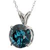 Image 2 : 2 ctw Certified Intense Blue Diamond Solitaire Necklace 10k White Gold - REF-280F8M