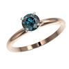 Image 2 : 0.77 ctw Certified Intense Blue Diamond Engagment Ring 10k Rose Gold - REF-67W5H