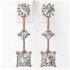 Image 2 : 1.85 ctw Princess Cut Diamond Designer Earrings 18K Rose Gold - REF-228H8R