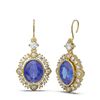 Image 2 : 9.6 ctw Tanzanite & Diamond Earrings 18K Yellow Gold - REF-318Y2X