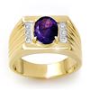 Image 1 : 2.56 ctw Tanzanite & Diamond Men's Ring 10k Yellow Gold - REF-87F3M