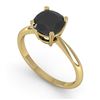 Image 2 : 3.0 ctw Cushion Black Diamond Engagment Designer Ring 14k Yellow Gold - REF-97K5Y