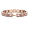 Image 2 : 22.81 ctw Morganite & Diamond Micro Pave Halo Bracelet 10k Rose Gold - REF-569Y6X