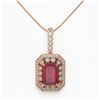 Image 2 : 11.99 ctw Certified Ruby & Diamond Victorian Necklace 14K Rose Gold - REF-257Y8X