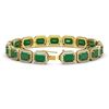 Image 2 : 26.21 ctw Emerald & Diamond Micro Pave Halo Bracelet 10k Yellow Gold - REF-436H4R