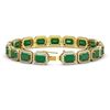 Image 2 : 26.21 ctw Emerald & Diamond Micro Pave Halo Bracelet 10k Yellow Gold - REF-436H4R