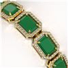 Image 3 : 26.21 ctw Emerald & Diamond Micro Pave Halo Bracelet 10k Yellow Gold - REF-436H4R