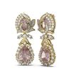 Image 2 : 12.13 ctw Morganite & Diamond Earrings 18K Yellow Gold - REF-647W3H