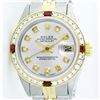 Image 2 : Rolex Men's Two Tone 14K Gold/SS, QuickSet, Diam Dial & Diam/Ruby Bezel - REF-557F3M