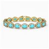 Image 1 : 15.83 ctw Turquoise & Diamond Micro Pave Halo Bracelet 10k Yellow Gold - REF-260M8G