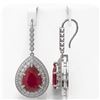 Image 2 : 31.74 ctw Certified Ruby & Diamond Victorian Earrings 14K White Gold - REF-646A4N