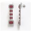 Image 2 : 11.98 ctw Ruby & Diamond Earrings 14K White Gold - REF-214G8W