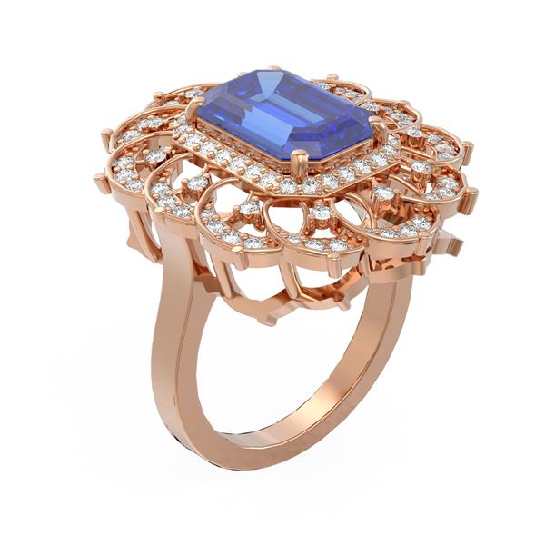 5.5 ctw Tanzanite & Diamond Ring 18K Rose Gold - REF-325M5G