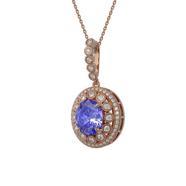 7.01 ctw Tanzanite & Diamond Victorian Necklace 14K Rose Gold - REF-298X5A