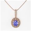 Image 2 : 7.01 ctw Tanzanite & Diamond Victorian Necklace 14K Rose Gold - REF-298X5A