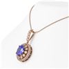 Image 3 : 7.01 ctw Tanzanite & Diamond Victorian Necklace 14K Rose Gold - REF-298X5A