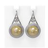 Image 1 : 1.31 ctw Diamond & Pearl Earrings 18K White Gold - REF-185M5G