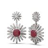 Image 2 : 6.23 ctw Ruby & Diamond Earrings 18K White Gold - REF-246G8W