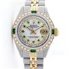 Image 2 : Rolex Men's Two Tone 14K Gold/SS, QuickSet, Diam/Ruby Dial & Diam/Emerald Bezel - REF-575M2F