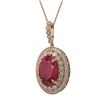 Image 1 : 18.25 ctw Certified Ruby & Diamond Victorian Necklace 14K Rose Gold - REF-329N3F