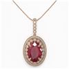 Image 2 : 18.25 ctw Certified Ruby & Diamond Victorian Necklace 14K Rose Gold - REF-329N3F
