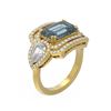 Image 1 : 6.81 ctw Blue Topaz & Diamond Ring 18K Yellow Gold - REF-451H6R