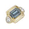 Image 3 : 6.81 ctw Blue Topaz & Diamond Ring 18K Yellow Gold - REF-451H6R