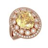 Image 1 : 7.87 ctw Canary Citrine & Diamond Victorian Ring 14K Rose Gold - REF-170G9W