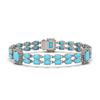 Image 1 : 14.28 ctw Turquoise & Diamond Bracelet 14K White Gold - REF-229N5F