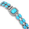 Image 3 : 14.28 ctw Turquoise & Diamond Bracelet 14K White Gold - REF-229N5F