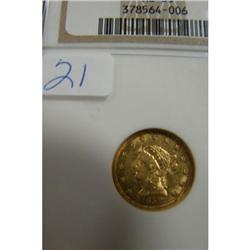 1852 $2.50 Liberty Gold Coin NGC AU55